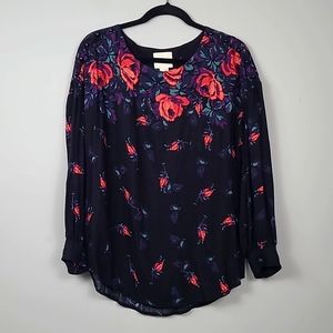 Anthropologie Maeve Linen blend gardenia floral blouse